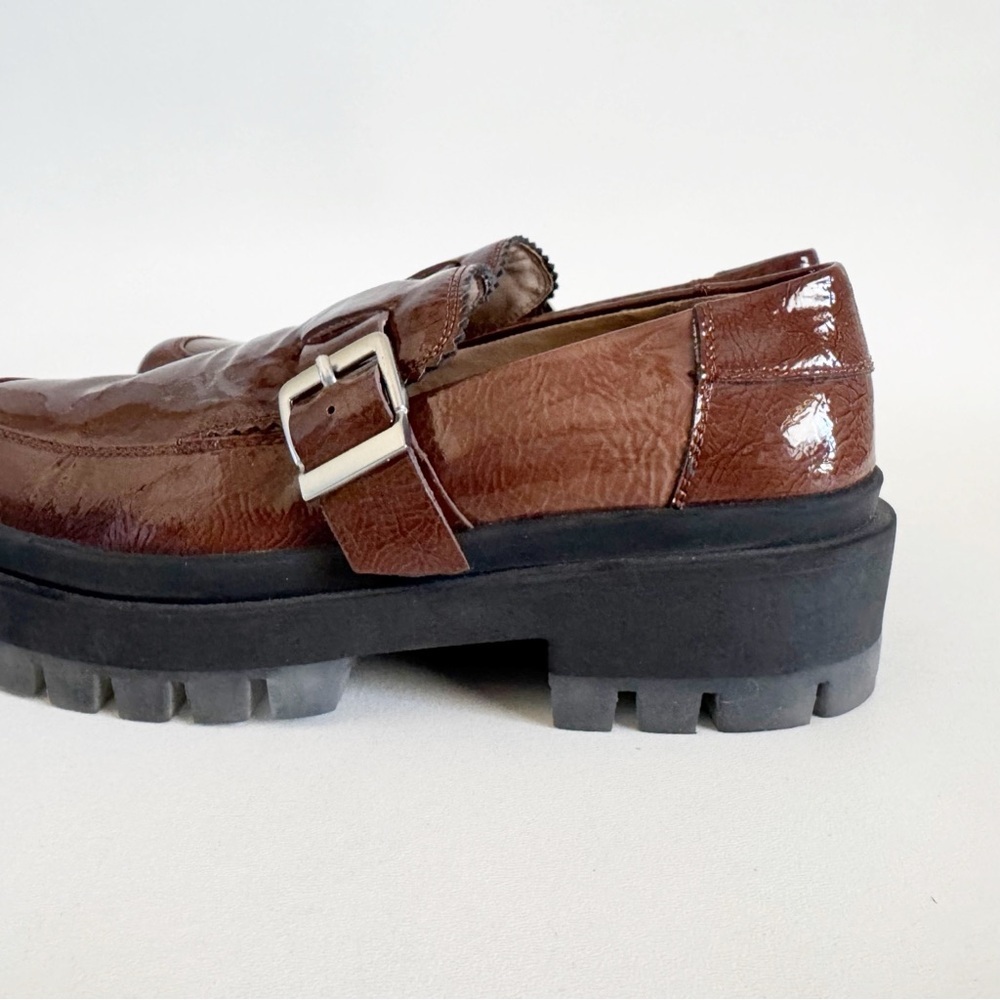 Free People Mackenzie MJ Patent Leather Loafers Brown EU 39 US 9 Classic Preppy - Picture 7 of 11